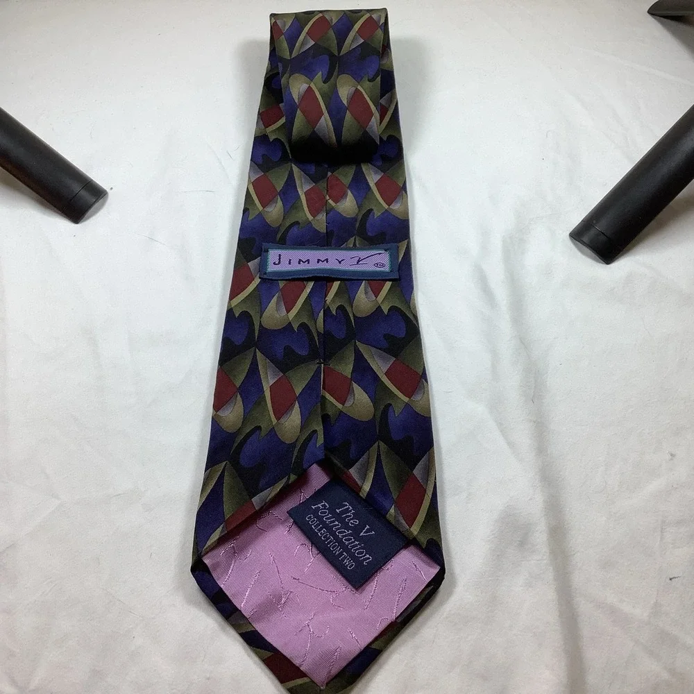 Jimmy Z Men's Silk‎ Necktie Abstract Geometric Multicolor